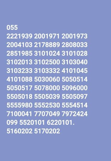 SİM-kartlar: Number: ( 050 ) ( 8861010 ), Yeni