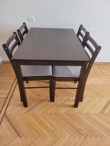 malaziya masa ve oturacaq: Qonaq otağı üçün, İşlənmiş, Açılmayan, Dördbucaq masa, 4 stul, Malayziya