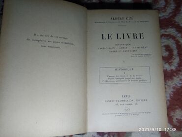 Kitablar, jurnallar, CD, DVD: 18 ci və 19 cu əsrlərə aid Fransız kitabları.
70Azn