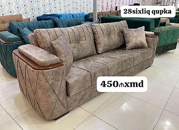 divan ayaqları: - Divan, 3 nəfərlik - Parça üzlük: bozumtul-bej rəngdə, yumşaq — 1