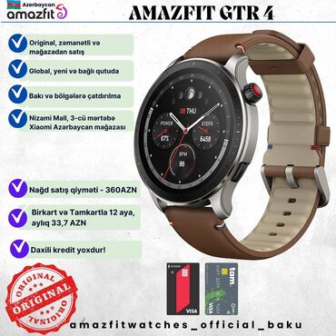 honor 50 qiymeti: Amazfit GTR 4 silver smart saat Yeni, bagli qutuda. Global versiya