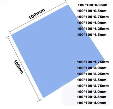 Monitorlar: Yeni Yüksək Performanslı Termal Pad Ölçü 0.5 / 1.0 / 1.5 / 2.0 / 2.5