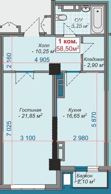 ищу квартиру дордой рынок рядом: 1 комната, 58 м², Элитка, 14 этаж, ПСО (под самоотделку)