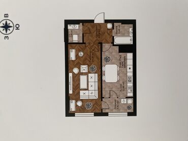 манас китеби: 1 комната, 48 м², Элитка, 9 этаж