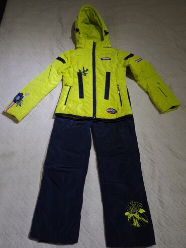 детский горнолыжный костюм: Комплект, цвет - Зеленый, Б/у