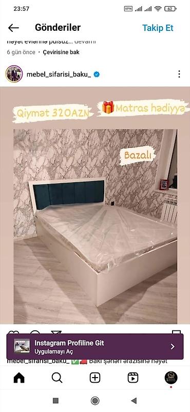 Çarpayılar: Yeni, İkinəfərlik çarpayı, Bazasız, Matras ilə, Siyirməsiz, Azərbaycan — 2