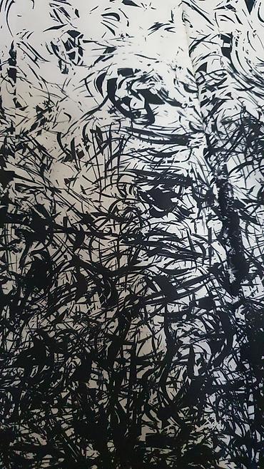 Donlar: Qadın paltarı – ağdan tünd göyə keçidli abstrakt naxış - Model — 5