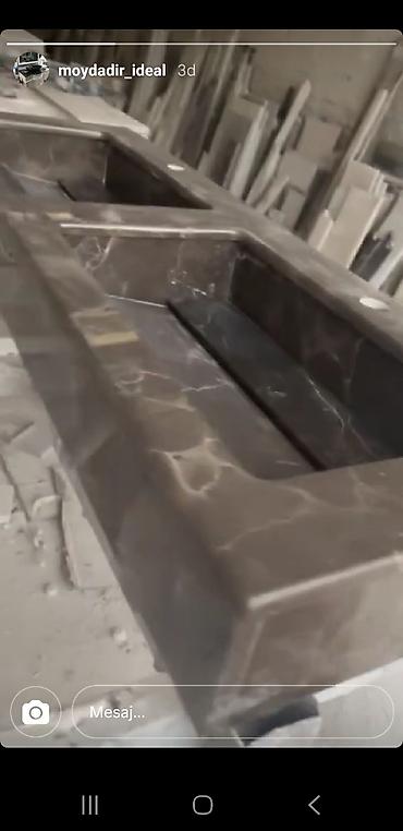 Santexnika: Mərmər hamam lavabosu və üstü – birblok monolit dizayn Məhsul — 6