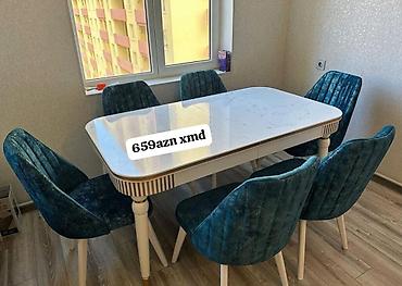 Masa və oturacaq dəstləri: Xedice 6 nəfərlik yemək dəsti - Dəst: 1 masa + 6 stul - Masa — 4