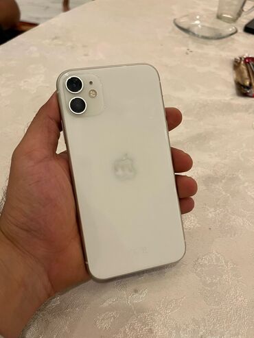 iphone telefon qiymetleri: IPhone 11, 128 GB, Ağ, Simsiz şarj, Face ID, Sənədlərlə