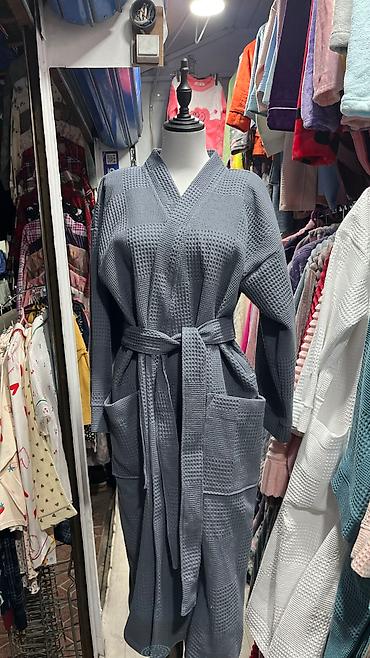 Халаты: Мужской женский вафельный халат 100% хлопок Мягкая и впитывающая ткань — 7