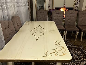 chair: Qonaq otağı üçün, İşlənmiş, Açılan, Oval masa, 6 stul — 5
