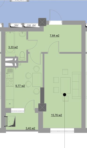 квартиры в районе ак орго: 1 комната, 40 м², Индивидуалка, 7 этаж, ПСО (под самоотделку)