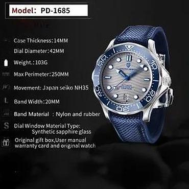 Ručni satovi: PAGANI DESIGN PD-1685 - 42mm - Bela - Omega Homage Potpuno nov muški — 9