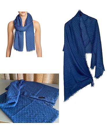 Digər aksesuarlar: GUCCİ orginal Məhsul: Naxışlı mavi şərf/şal - Rəng: Dərin mavi - — 1