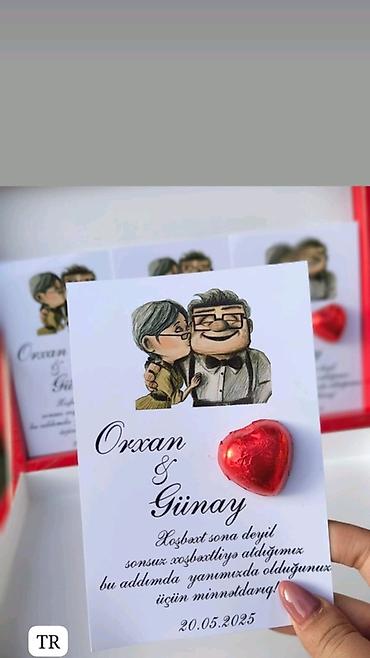 ikinci el xonca: Nişan və toy üçün fərdi şokoladlı dəvətnamələr/kartlar - Dizayn — 4