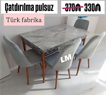 metbex olculeri: Mətbəx üçün, Yeni, Açılan, Dördbucaq masa, 4 stul — 1