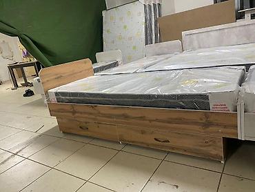 дубовый: Двуспальная кровать с подматрасными ящиками - Размер спального места — 1