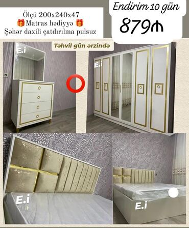 açılan çarpayı: *Yataq Dəsti 6 qapılı Dolabla 879Azn💥* ✔️Rəng seçimi var *✔️Şəhər