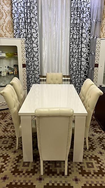 stol stullarin satisi: Qonaq otağı üçün, İşlənmiş, Açılan, Dördbucaq masa, 6 stul — 5
