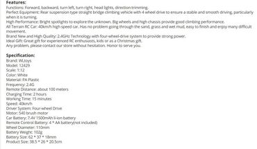 Oyuncaqlar: Wloys 12429 Rc car 1/12 scale. 4wd . 2.4Ghz Remote control. 40km/h -da lalafo.az — 8 Oyuncaqlar: Wloys 12429 Rc car 1/12 scale. 4wd . 2.4Ghz Remote control. 40km/h — 8