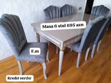 Masa və oturacaq dəstləri: Qonaq otağı üçün, Yeni, Açılan, 6 stul