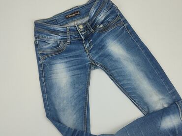 legginsy damskie kwiaty: Jeans, XS (EU 34), condition - Good