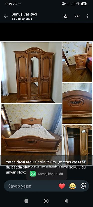 Yataq dəsti təcili Satılır 290m (matras var təzə di) bağda olub deyə