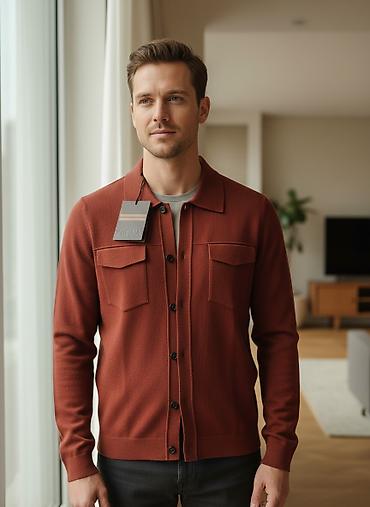 теплые вещи: ZEGNA – мужская рубашка-джемпер (овер-шерт) на пуговицах - Цвет — 1