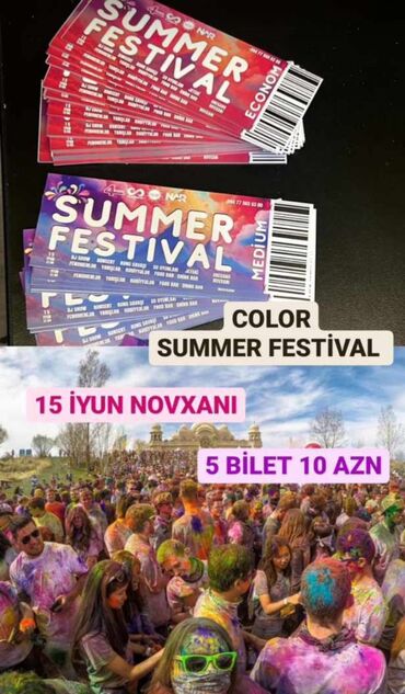 ikinci el bilet: Color Festival üçün endirimli biletlər bizdə 5 bilet 10 azn həmçinin