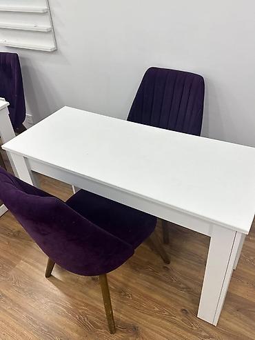 Salon mebeli dəsti - Manikür/iş masası: Ağ rəngdə, minimal dizayn