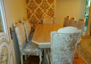 mdf stol: Qonaq otağı üçün, Açılmayan, Dördbucaq masa, 6 stul, Azərbaycan