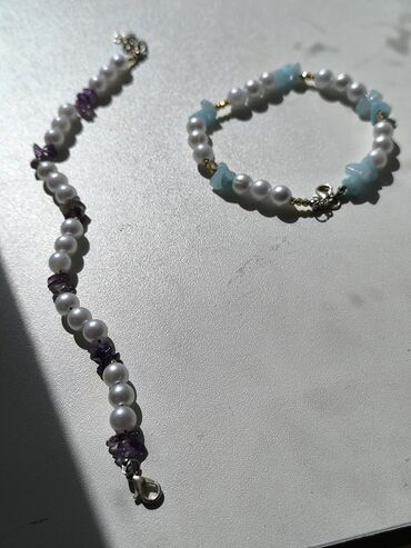 Bilərziklər: Əl işi bilərziklər dəsti - Materiallar: şüşə/daş boncuklar, bəzək — 3