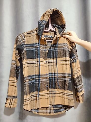 kofta kişi: Kapüşonlu flanel köynək - Naxış: Klassik kvadrat/çəpəli (plaid) — 1