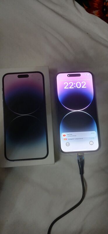 ноутбуки цена бишкек: IPhone 14 Pro Max, Колдонулган, 128 ГБ, Каптама, Кабель, Куту, 86 %