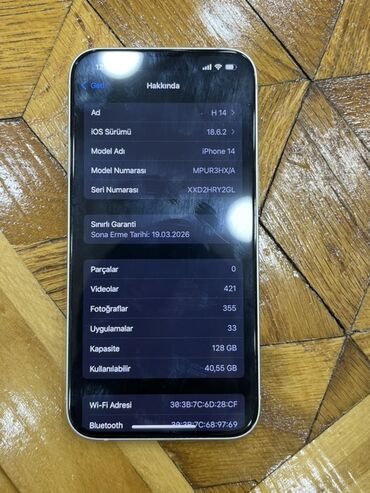 Apple iPhone: IPhone 14, 128 GB, Ağ, Face ID — 7