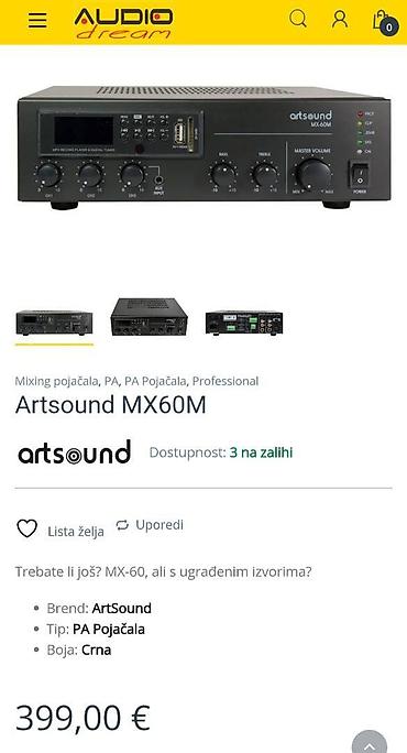 sony linija: Odlično očuvano mixer pojačalo sa tjunerom i bluetoth-om ArtSound — 9