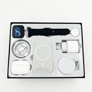 наушники apple без проводов: Набор 8 в 1, Watch Ultra, AirPods Pro 2, MagSafe ➕Цвет: белоснежный