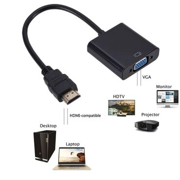 Другие комплектующие: Конвертер hdmi vga Чёрный новый 350 сом Доставка Город Регионы