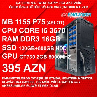 Operativ yaddaş (RAM): Masaüstü Kompüter "Striker DDR3 1155 P75/Core i5 3570/16GB Ram/GT730