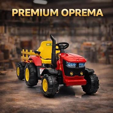 Traktori: Dečji traktor na akumulator sa prikolicom – crveno/žuti - Električni — 2