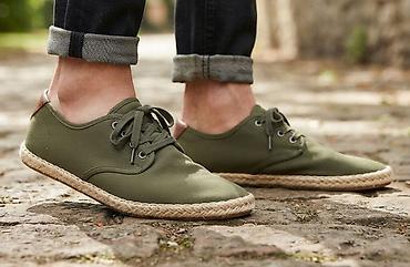 gleznjace 39: Muške platnene espadrile sa pertlama – maslinasto zelena boja - — 1
