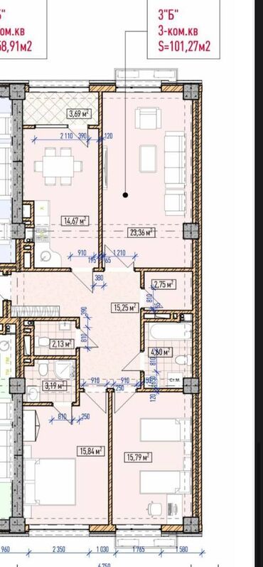 срочная продажа квартир без посредников: 3 бөлмө, 100 кв. м, Элитка, 15 кабат, ПСО (өзү оңдоп түзөтүп бүтүү үчүн)