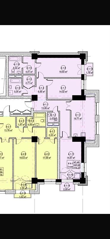27: 3 комнаты, 114 м², 11 мкр Элитка, 6 этаж, ПСО (под самоотделку) — 1