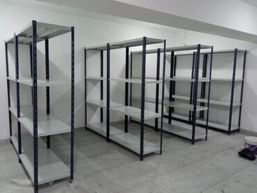 Konteynerlər: Mağaza və anbar üçün avadanlıq paketi - Metal anbar rəfləri: Modul