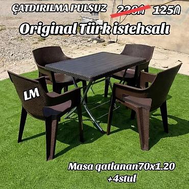 türk sekleri: Yeni Plastik masa dəsti📌 _*Türk istehsalı masa+4STUL*_ 📌 *Qiymət — 1