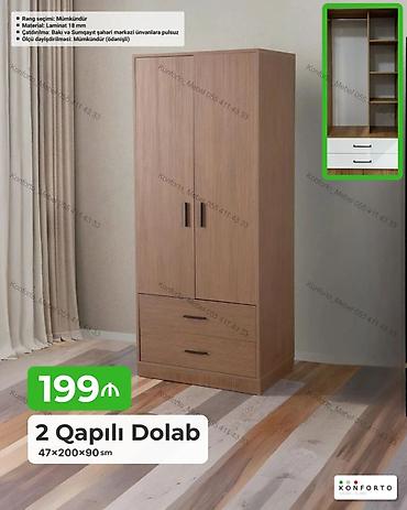 Dolablar: Məhsul: 2 qapılı dolab Ölçü: 47×200×90 sm Material: 18 mm laminat — 1