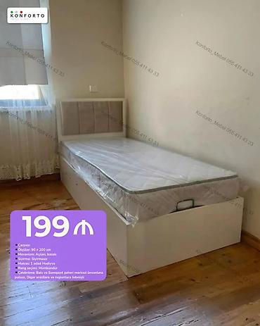 Mebel: Məhsul: Açılan-bazalı tək nəfərlik çarpayı - Ölçü: 90 × 200 sm - — 1