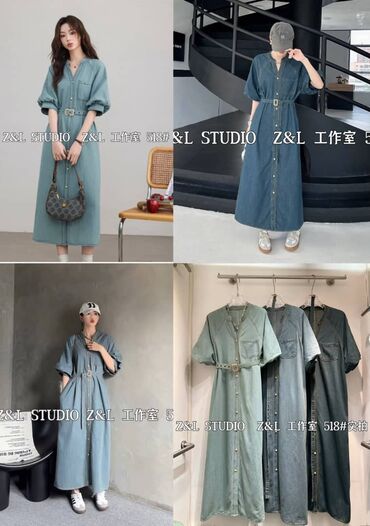 платье 8: Повседневное платье, Китай, Лето, Длинная модель, Платье-рубашка, One size