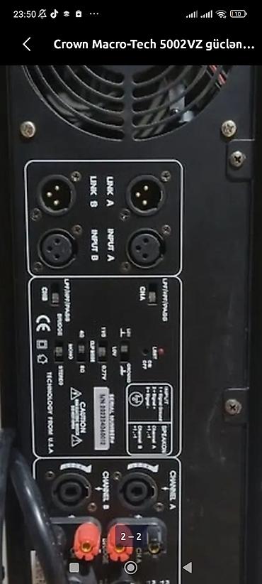 Audio: Crown Macro-Tech 5002VZ gücləndirici - Professional səhnə və — 2
